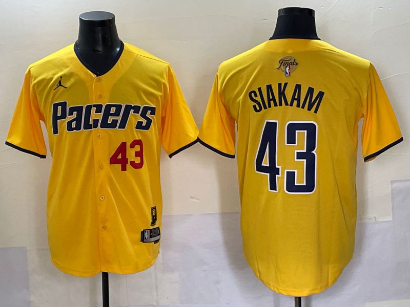 Men 2025 Indiana Pacers #43 Siakam Yellow Joint Name NBA Jersey style 1